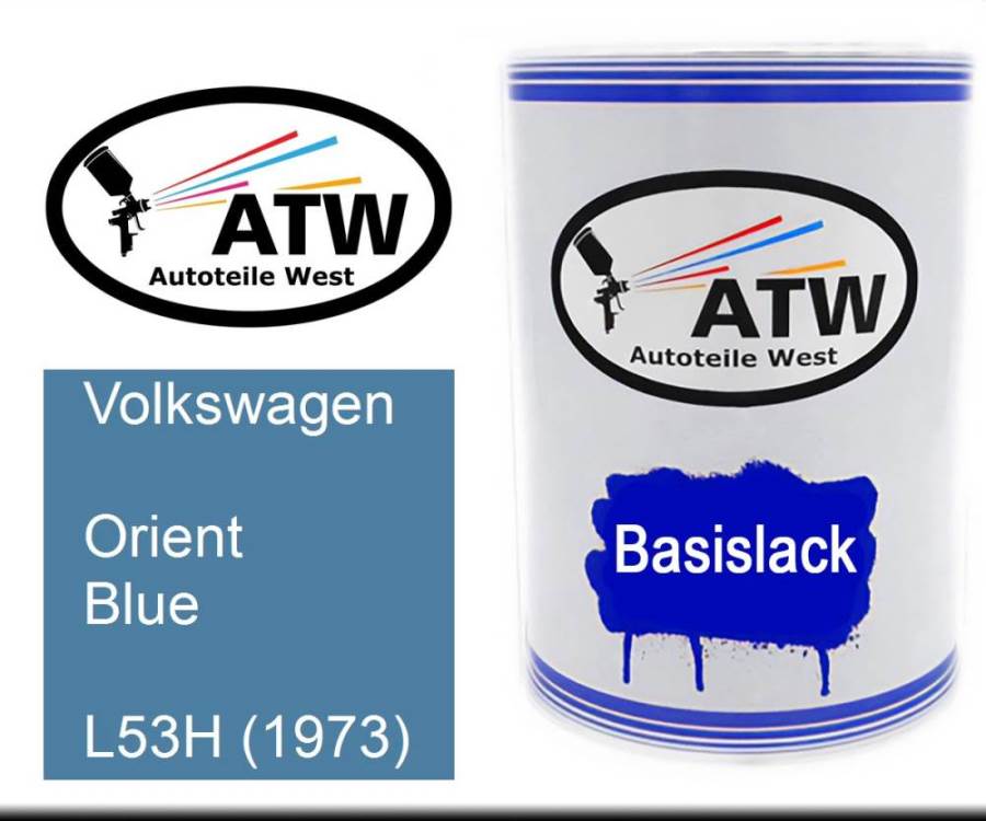 Volkswagen, Orient Blue, L53H (1973): 500ml Lackdose, von ATW Autoteile West.